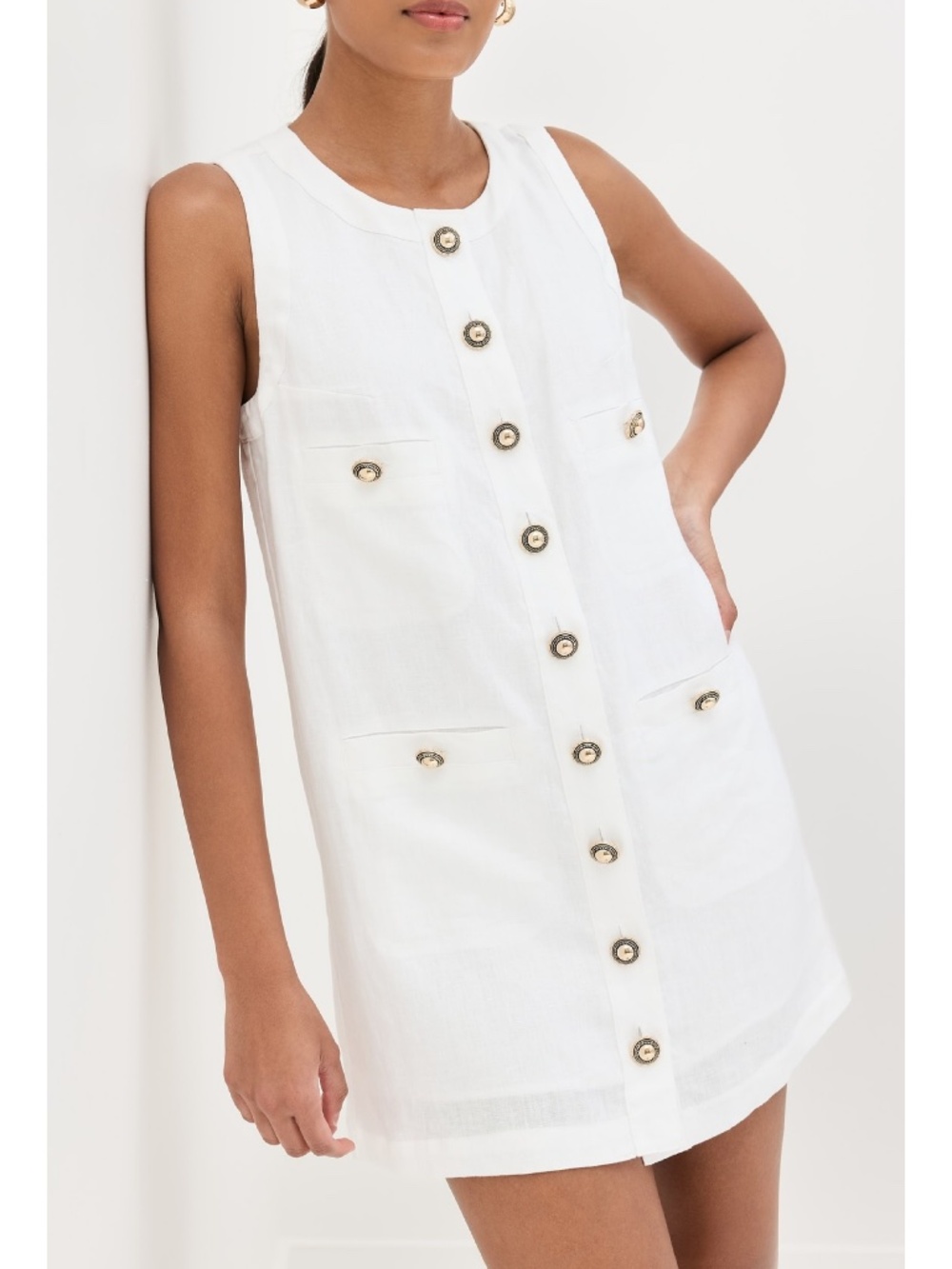 Reformation Tropez Sleeveless Linen Mini Dress in White Sz. 6 NWT